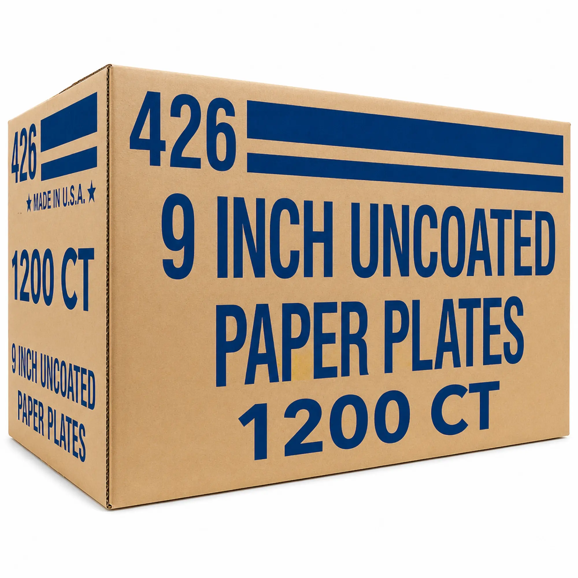 WHOLESALE VeZee 9" Paper Uncoated White Lunch Plates, Disposable Heavy Duty White Paper Plates for Everyday Meals, Parties, BBQs, Picnics, Catering, School, Office & Events, Leak Resistant, Cut Resistant. 1200 Counts