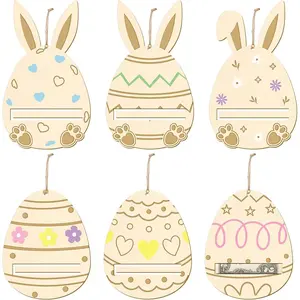 12 count Easter Egg  Holder for   Spring Egg Bunny  Card  Holder Tag Wooden Eggs Basket Stuffer for Easter Holiday  Tree Ornament Table Centerpiece Decor for Grandchildren