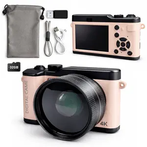 Digital Compact Point Shoot Camera with Auto Focus, Detachable HD Wide Angle Lens, 16x Magnification, 32GB Storage Card, Ideal Gift for Photography Beginners