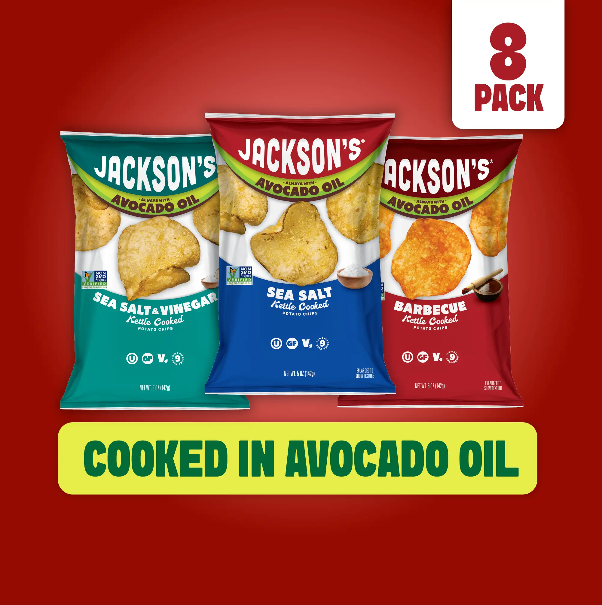 Variety Pack Kettle Chips in Avocado Oil 5oz (Pack of 8) Variety Pack Kettle Chips in Avocado Oil 5oz (Pack of 8)