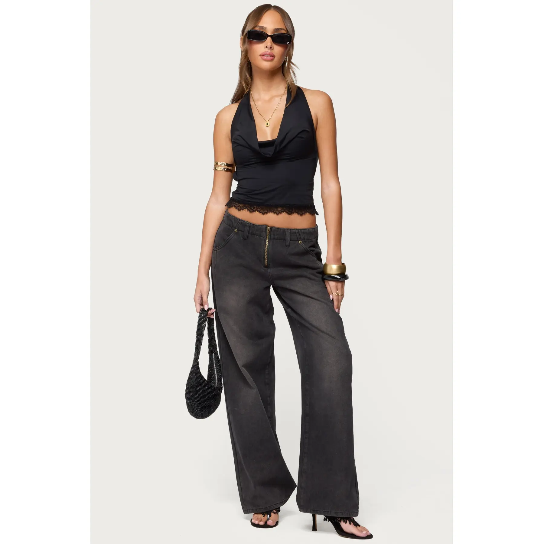 Aliyah Zip Low Rise Baggy Jeans