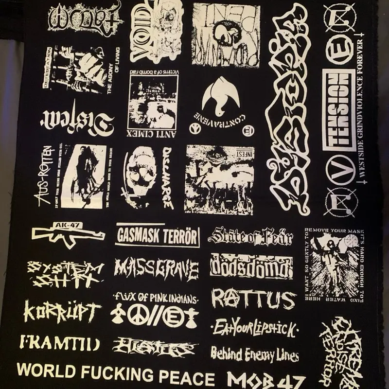 Crust punk patches sheet grindcore quilt fabric Crust punk patches sheet grindcore quilt fabric