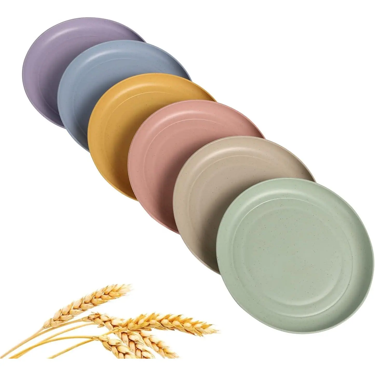 Wheat Straw Plates Lightweight Unbreakable Dinner Dishes Plates Set Dishwasher & Microwave Safe (Small 6 Pack 5.9')