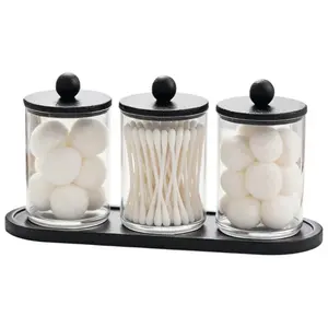 Cotton Swab Storage Box Set, Multi Compartment Organiser, Floss Picks Holder, Makeup Cotton Pad Organizer, Portable Round Cup Combination Kit