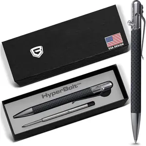 Carbon Fiber & Stainless Steel Bolt Action HyperBolt Pen - Lightweight CNC EDC Writing Tool, Refillable,  Everyday Carry  Pen - Slim