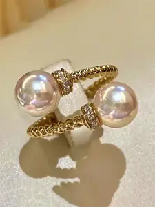 1 PC Gorgeous Cubic Zirconia & Faux Pearl Ring Elegant Casual Ring Fashion Rings For Women For Wedding Engagement Anniversary Party Jewelry Valentine's Day Gift