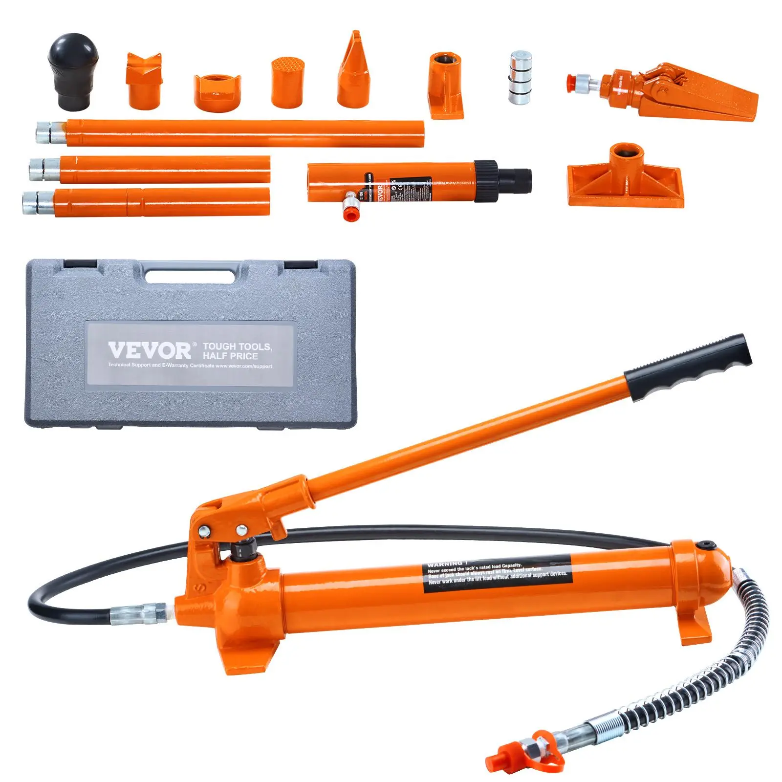 【Summerfinds】VEVOR 12 Ton Porta Power Kit,Portable Hydraulic Jack with 4.6 ft/1.4 m Oil HoseAuto Body Frame Repair Kit with Storage Case for Car RepairTruckFarm