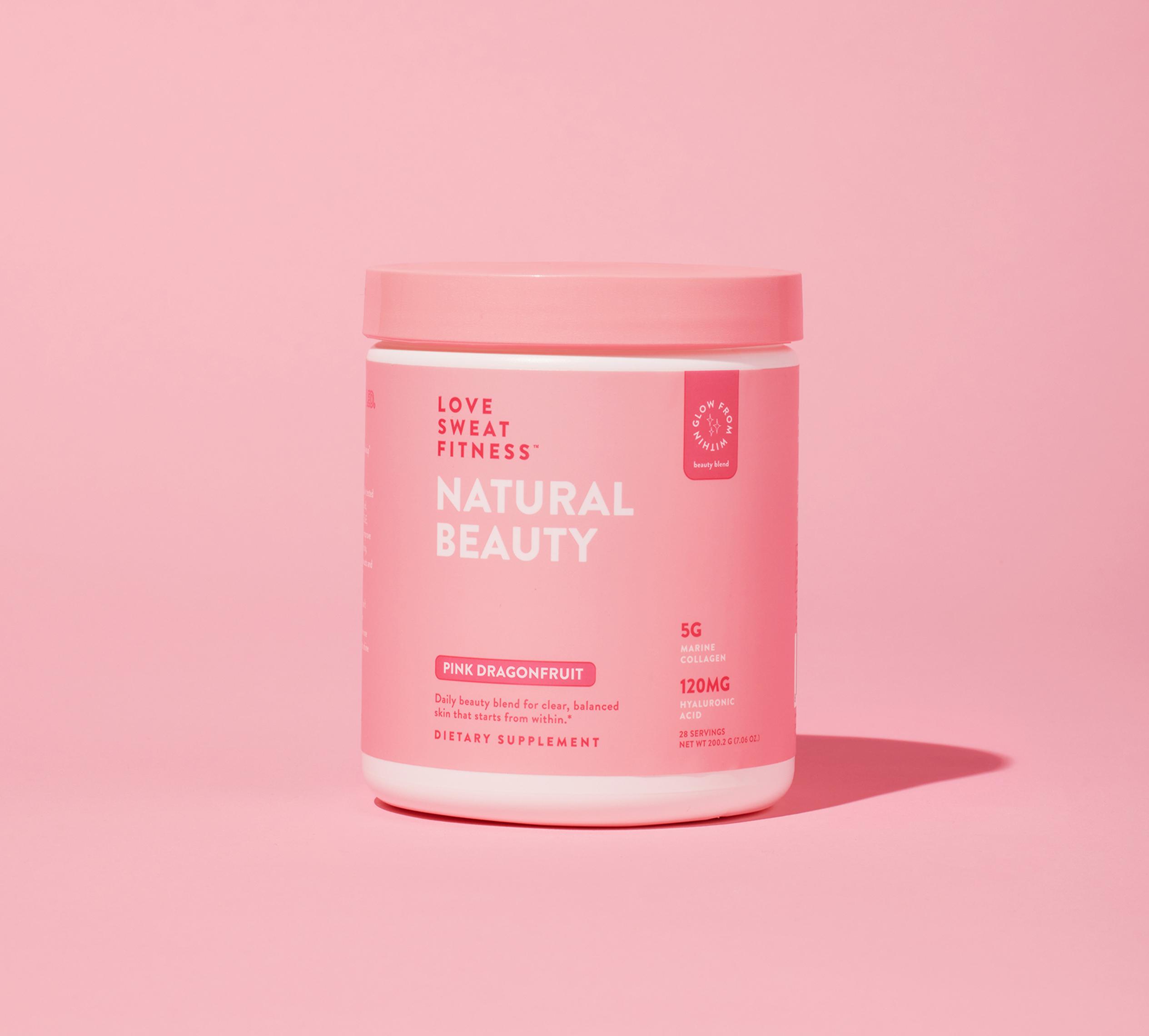 LSF Collagen Drink Mix For Glowing Skin, Hair & Nails | Natural Beauty Pink Dragon Fruit Flavor | No Sugar, Gluten Free | 7 Skincare Ingredients for Clear Skin, Grow Nails, Longer Healthier Hair
