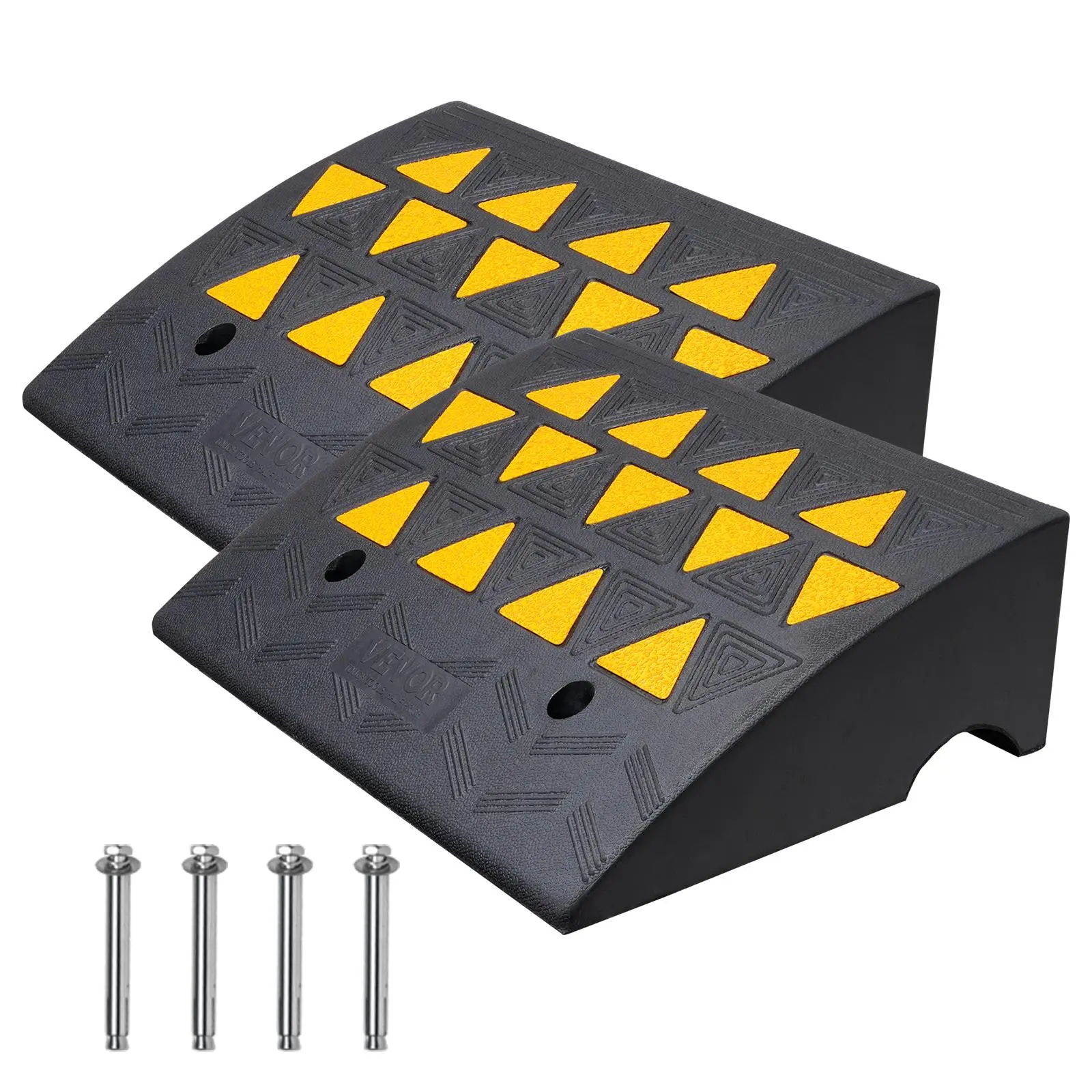 【Summerfinds】VEVOR Rubber Curb Ramp 2 Pack, 6" Rise Height Heavy-Duty 33069 lbs/15 T Capacity Threshold Ramps, Driveway Ramps with Stable Grid Structure for Cars, Wheelchairs, Bikes, Motorcycles
