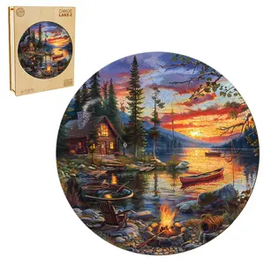 Canoe Lake-2 Wooden Jigsaw Puzzle for Adults and Kids Unique Shape Animal Wood Puzzles Challenging Puzzle, Family Game Creative Gifts，Laser-Cut Durable HDF Wood Puzzle Plant Ornamental Decorative