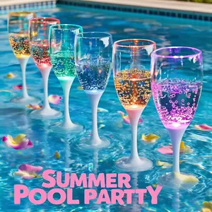 Party Essential: 6-Piece Colorful LED Champagne Cups - Liquid-Activated Glow for Christmas, Halloween & Birthdays