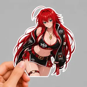 Rias Gremory 250th U.S. Vinyl Sticker, Patriotic Anime Girl Decal, Waterproof High School DxD Sticker for Notebook Car Decor