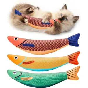 Cat Toys Saury Fish, 3 count Catnip Crinkle Sound Toys Soft and Durable, Interactive Cat Kicker Toys for Indoor Kitten Exercise 9.4 Inches for All Breeds