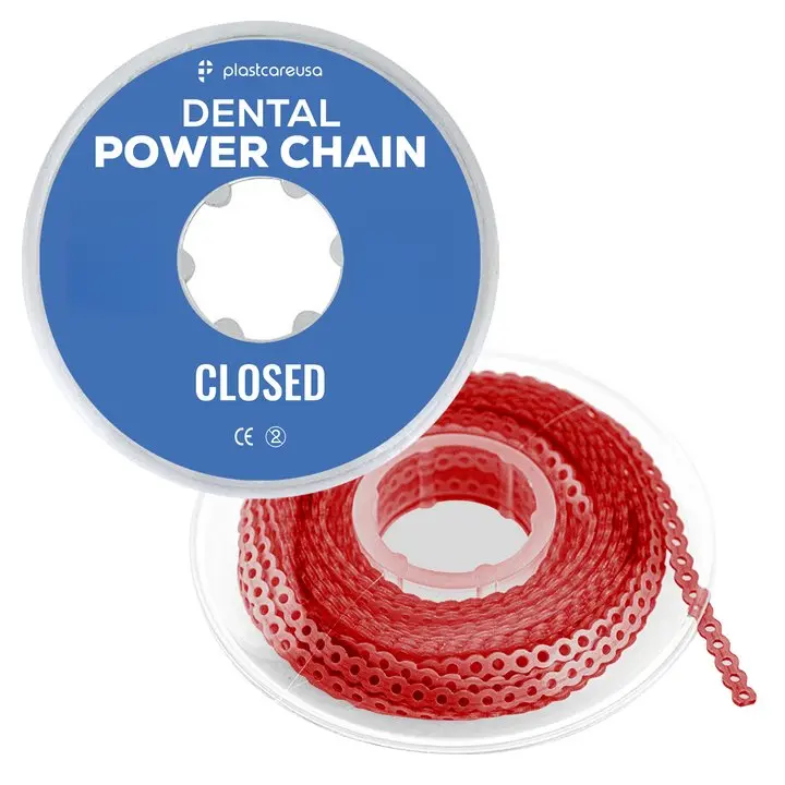 Red Dental Power Chain (Closed) – 15 ft Orthodontic Elastic Chain for Braces