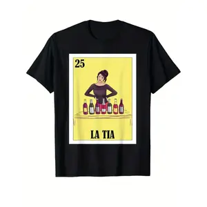 Cotton La Tia" Fun Mexican Design Cotton T-Shirt - Soft, Breathable & Durable, All-Season Crew Neck Tee with Vibrant Graphic Print, Perfect for Casual Wear & Holiday Celebrations