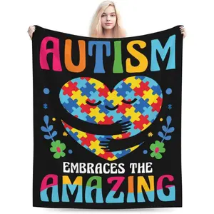 Autism Amazing Throw Blanket for Couch 60"x50" Bed Sofa Super Soft Cozy Blanket Flannel Blankets & Throws