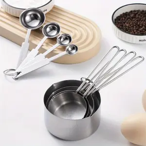 Stackable Stainless Steel Measuring Cup and Spoon Set, Accurate Kitchen Tool, Durable Measuring Spoon, Ideal Baking Tools and Kitchen Supplies for Home Chefs and Professionals