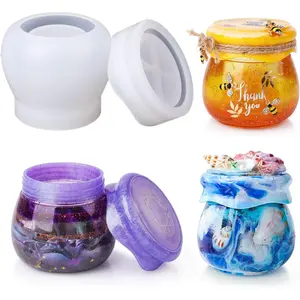 LET'S RESIN Silicone Pudding Jar Resin Molds with Lid, Epoxy Casting Molds for Canister, Craft Projects & Gift-Making