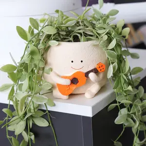 Guitar Succulent Planter Office Desk Decor, Creative Stress Relief Cute Plant Decoration, Perfect for Home & Office Use, Succulent Pot