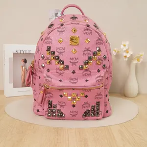 Pre-owned MCM Visetos Coated Canvas / Leather trim Backpacks Studded Backpack DS052297 A120