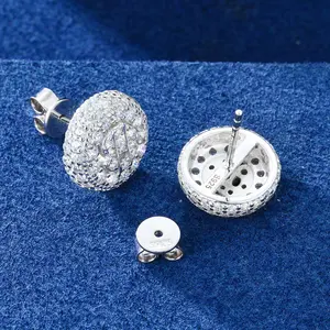 Oasis S925 Sterling Silver Round Lab-Grown Moissanite Stud Earrings – Screw Back or Butterfly Back, Diamond Look Earrings for Men & Women, Wedding & Birthday Gift [T0574]