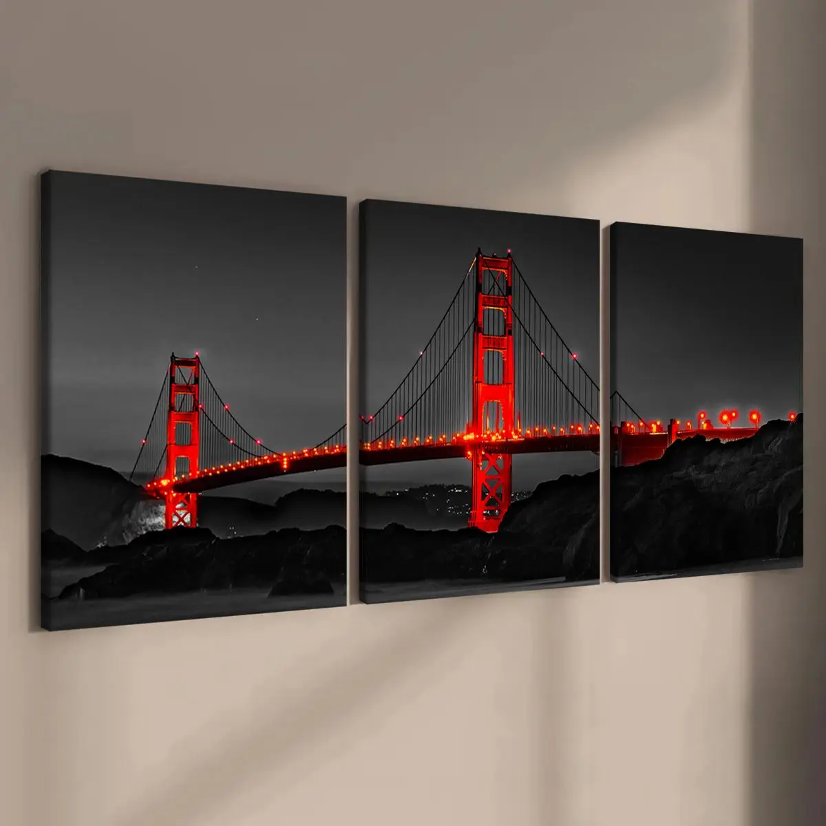 Wooden Framed Canvas Painting, 3 Counts/set Bridge Pattern Wall Decor Painting, Wall Art Decor for Home Living Room Bedroom Office, Art Work For Wall Decor, Wall Art Decoration