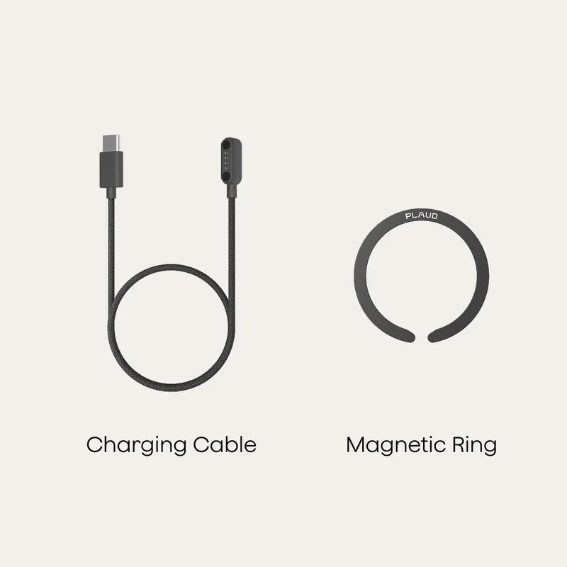 PLAUD Note Voice Recorder Accessory Kit Set, Includes 2FT Magnetic USB Charging Cable, Magnetic Ring, and USB Type-C Adapter, Compatible with PLAUD Note AI Recorder