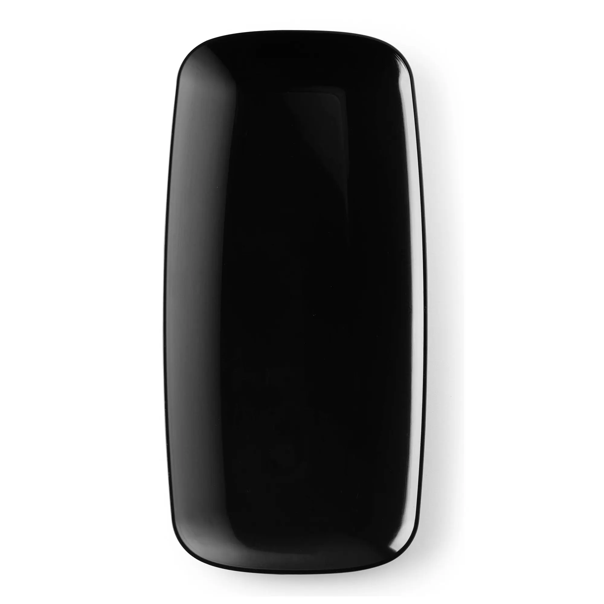 Solid Black Flat Raised Edge Rectangular Disposable Plastic Plates (10.6" x 5")