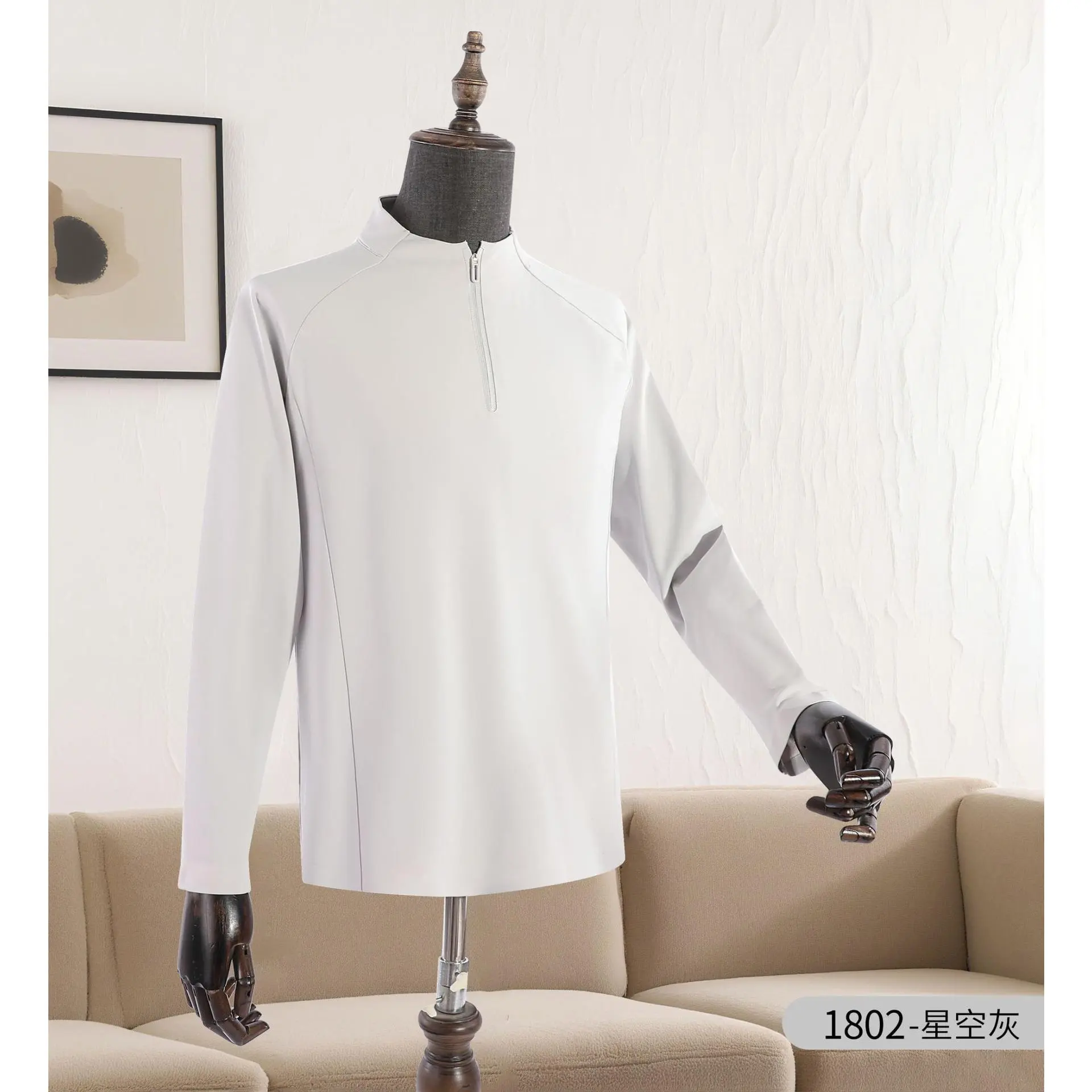 1802 stand up collar half zipper sports