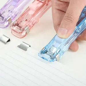 A set of paper clip stapler push clip document binding tool Binding machine Paper clip set with pen refill office supplies, color push clip document small clip stationery fixed test paper tool Binder Machine