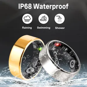 Smart Ring for Women & Man, Health Fitness Tracker,IP68 Waterproof Sleep Monitoring with Charging Case and Ring Protector,Remote Photography,Body Detection Finger Ring,No Subscription Fee for iPhone&Android(Gold and Silver) Wearable Devices Wristwatch Gps