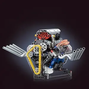 APP-Controlled V8 Engine Model Kit, High-Difficulty Mechanical Simulation, Interactive Learning, Ideal Gift for 5-Year-Old Boys, Light and Electric Functions
