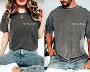 Personalized Roman Numeral T-shirt, Custom Anniversary Date Shirt, Matching Couples Outfit, Honeymoon Shirt, Wedding Tee