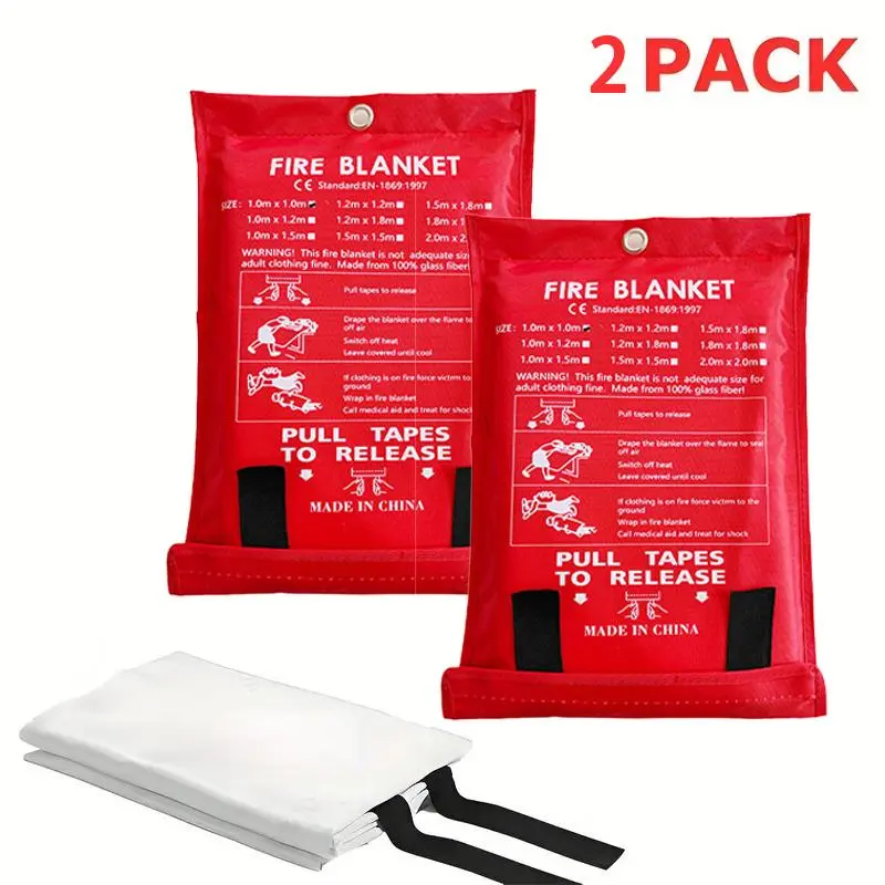 Fire Safety Essentials, 4-Pack Fire Blankets for Emergency Use, Durable Fiberglass Material, Ideal for Home, Office & Outdoor Activities, Fireproof Blanket, Emergency Gear