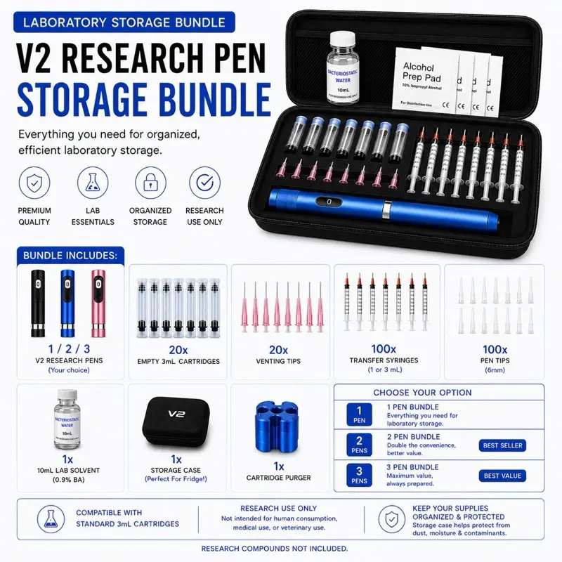 Premium Laboratory Storage Bundle Tools - Organized 2 v2 Research Pens, Cartridge Purger, Transfer Syringes, Pen Tips, 20x Venting Tips, Fridge - Top Choice for Research Tasks, 100X Pen Tips