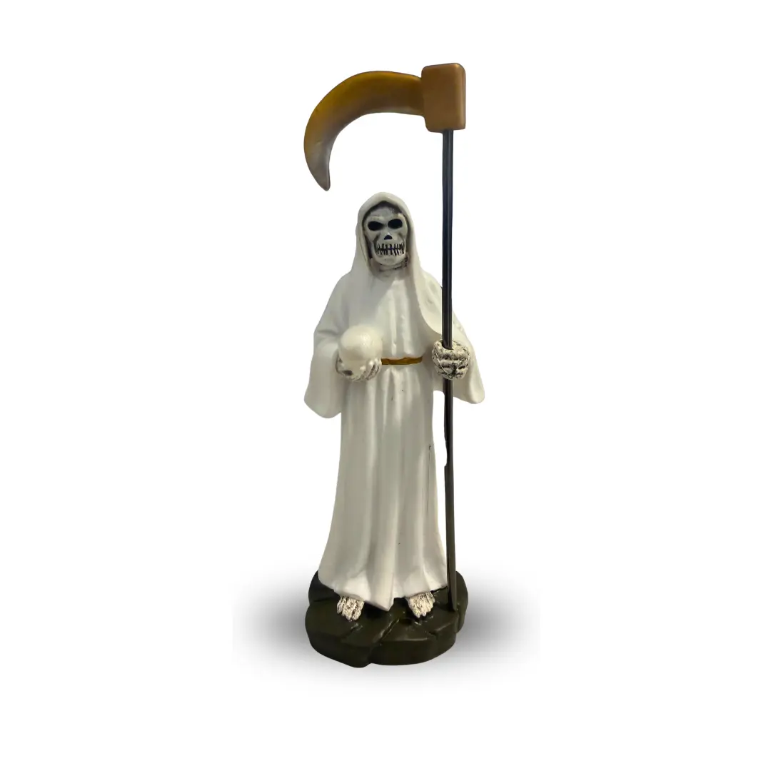 Mini Santa Muerte Statue white 3.5 Inches Devotional Altar Figure