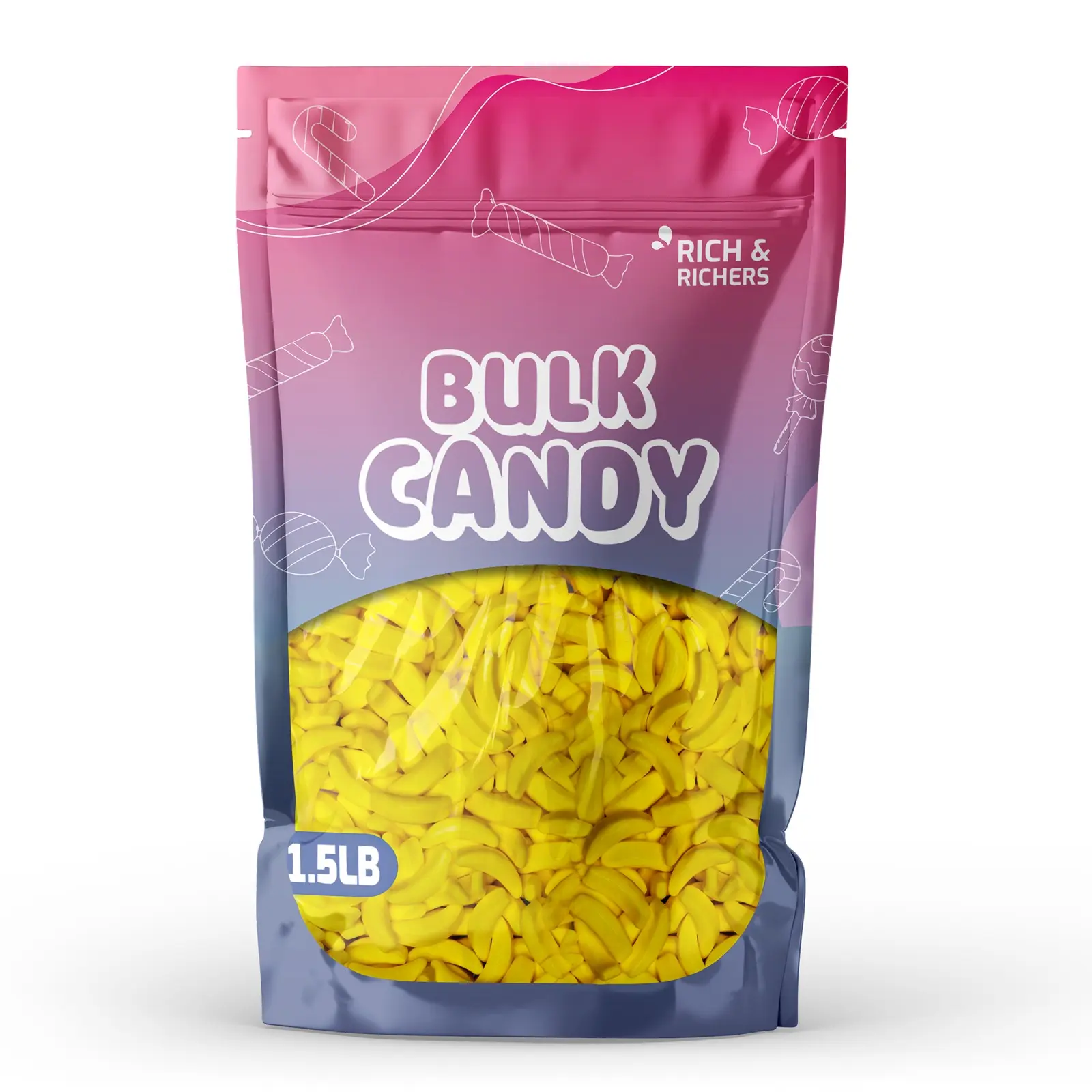 Crazy Banana Candy Bulk Bag Banana Shaped Hard Sweets [1lb & 1.5lb Pouch] Pressed Dextrose Novelty Mix, Retro Fruit Treats Vending Machine Candy