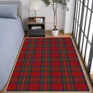 Christmas Plaid Area Rug, Lightweight Washable Floor Mat, Easy Management Summer & Fall Carpet, Suitable for Living Room Bedroom Dining Room, Checkered Rug