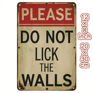 summerwins 1pc Vintage "Do Not Lick Walls" Iron Wall Sign - 8x12in (20x30cm) Decorative Plaque, Retro Humorous Home Decor, Rustic Metal Art for Kitchen-Man Cave, No Electricity Needed, Pre-Drilled