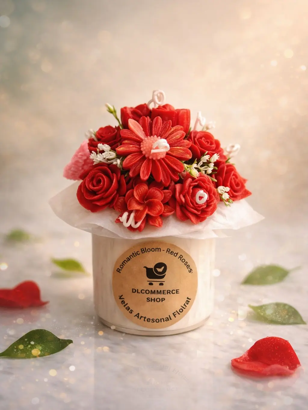 Romantic Bloom – Vela Floral Artesanal de Rosas