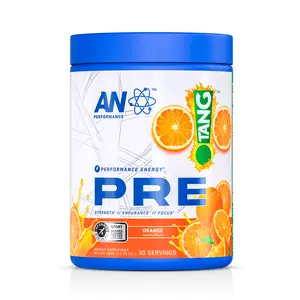 TANG x AN Performance Pre-Workout Powder Supplement for Men & Women | Energy Drink Mix with 300mg Caffeine + Beta Alanine + Citrulline | Third-Party Tested | Tang Orange | 30 Servings