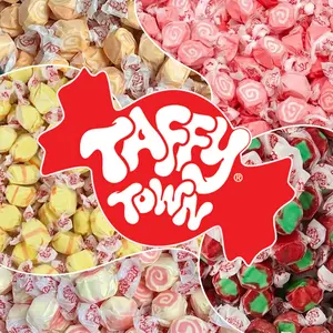 RICH & RICHERS Taffy Town Custom Salt Water Taffy Mix, 1lb Snack - Build Your Own 2-Flavor Assortment (8oz Each), Gourmet Chewy Sweet Candy Bulk Gift Pouch with 9 Flavor Options