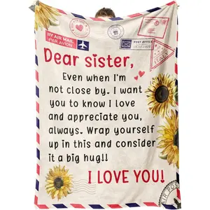 Sister Birthday Gifts, Sister Gifts Blanket, Gifts for Sister on Christmas, Sister Gifts from Sister, for Sister, Dear Sister Blanket for Bed Sofa