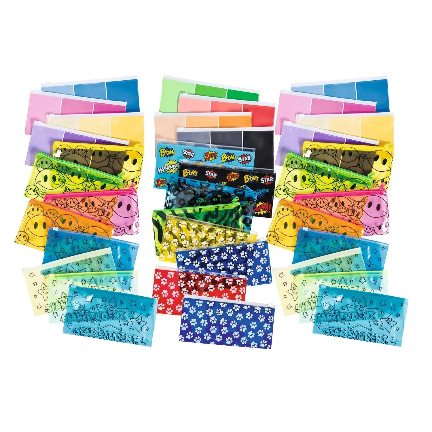 Fun Express 8" x 4" Bright Colors & Patterns Pencil Case Assorent - 36 Pc.