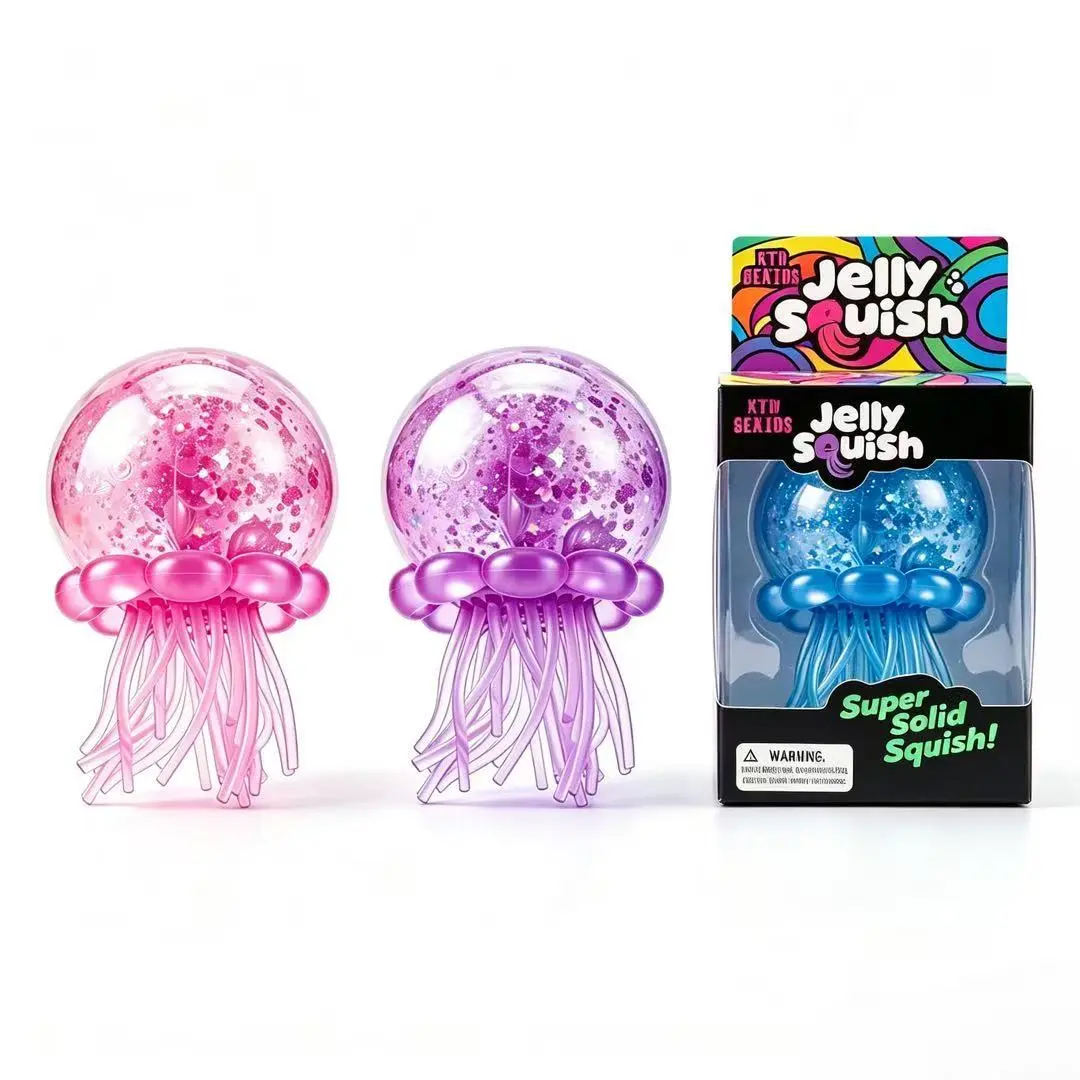 KIDGENIUS Soft Jellyfish Squishies Stress Ball - Dual-Use Fidget Toys for Kids, Anxiety & ADHD Stress Relief for Adults, Ideal Birthday Gift & Party Favors
