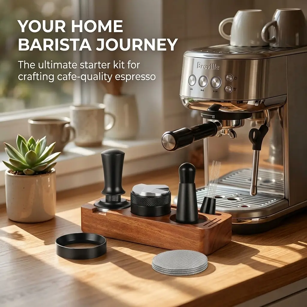 9 Piece 51mm Espresso Accessories Kit with Tamper Station and WDT Tool