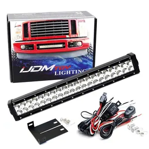 iJDMTOY Lower Grille 20-Inch LED Light Bar For 2008-2010 Ford F250 F350 F450 Super Duty, Includes (1) 120W LED Lightbar, Lower Bumper Opening Mounting Brackets & On/Off Switch Wiring Kit