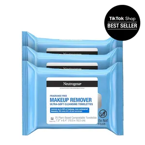 Neutrogena Cleansing Fragrance Free Makeup Remover Face Wipes 3-Pack 75 Count Alcohol-Free Gentle Oil Control Waterproof Daily Facial Cleanser
