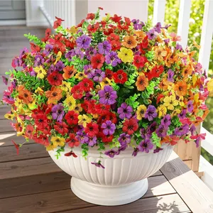 4/7Colors Artificial Flower (12/20pcs/set), UV Resistant Colorful Fake Flower, Decorative Bouquet for Home Garden Party Wedding Decor, Artificial Flowers Bouquet,Mother's Day gift summerwins