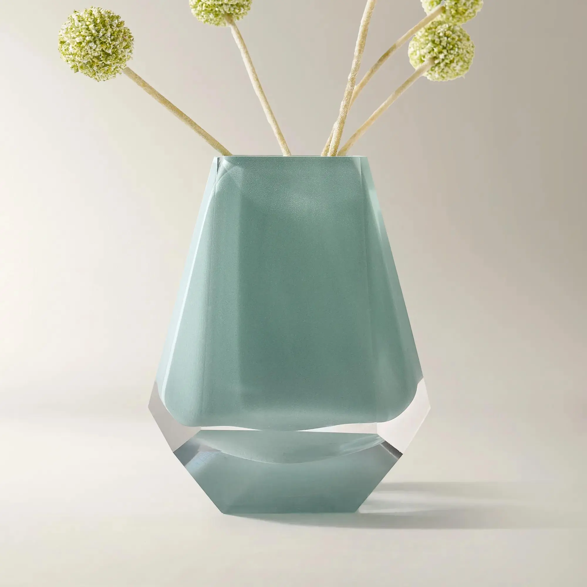 Z Gallerie Adaline All-Glass Vase - Eggshell Blue/Charcoal Block Shape, Decorative Artistic Sculptural Vase for Home Decor Flower Arrangements, Decorative Vases, All-Glass Vases